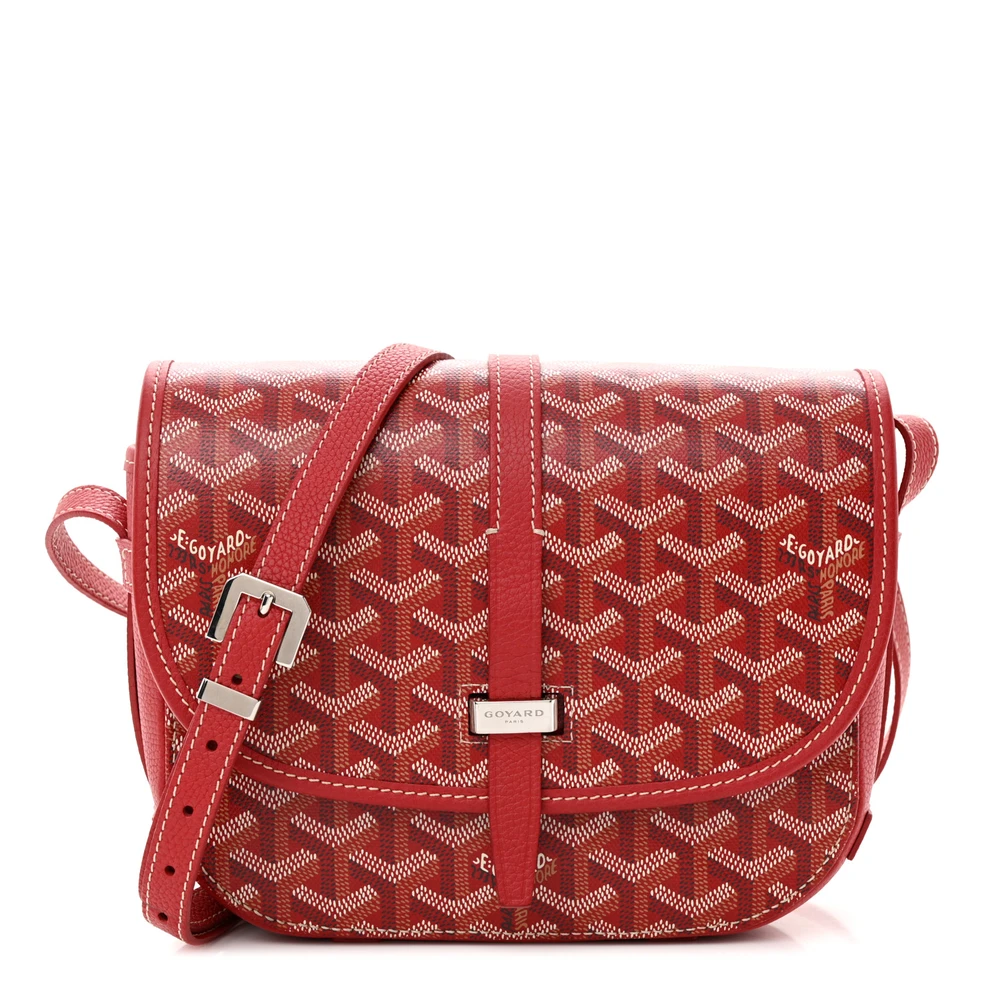 Goyard Belvedere II PM Bolsa Mensageiro Vermelho Canvas Goyardine Hardware Prateado