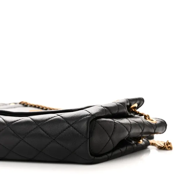 Saint Laurent Mini Nolita Black Quilted Monogram Lambskin Leather Aged Gold Hardware - Image 5