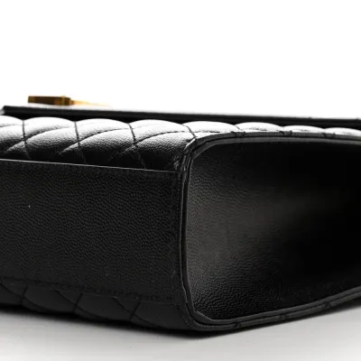 Saint Laurent Large Satchel Black Triquilt Monogram Grain De Poudre Textured Mixed Matelasse Leather Gold Hardware