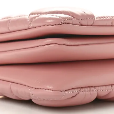 Dior Mini Caro Bag Rose Des Vents Macrocannage Calfskin Leather Gold Hardware