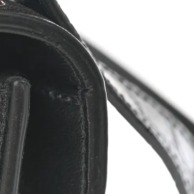 Saint Laurent Medium Gaby Satchel Black Embossed Calfskin & Crocodile Leather Aged Gold Hardware