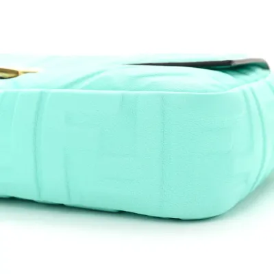 Fendi Petite Peekaboo I SEE U Satchel Fendi (F x T) Nappa Leather FF 1974 Embossed Tiffany Gold Hardware