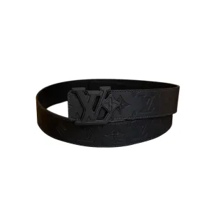 Louis Vuitton Men's LV Flower Buckle Belt In White/Black/Grey/Blue Calfskin And White/Grey/Blue Monogram Canvas 40mm