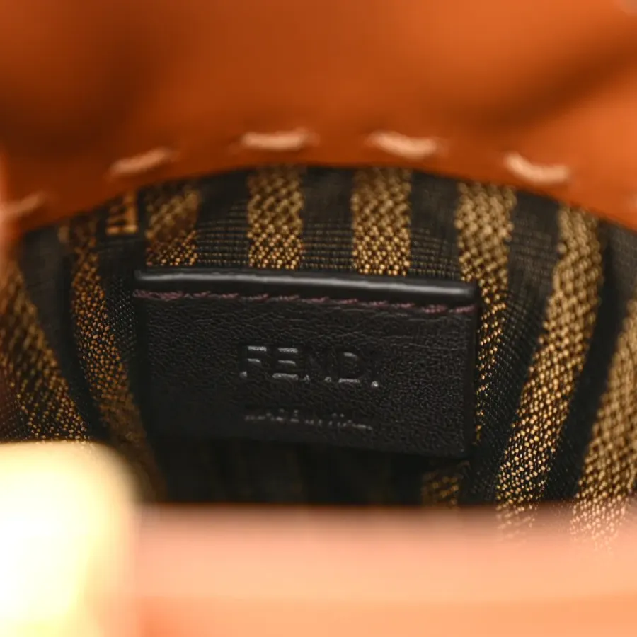 Fendi Mini Logo Embossed Fendi Sunshine Shopper Tote Cuoio King Vitello Leather & Plexiglass Gold Hardware