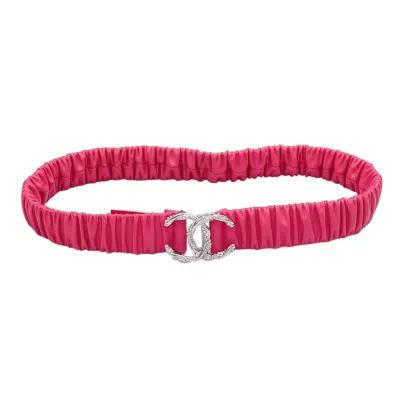 Chanel Women's CC Various Buckles Belt In Pink Lambskin With Gold/Silver Hardware 30mm