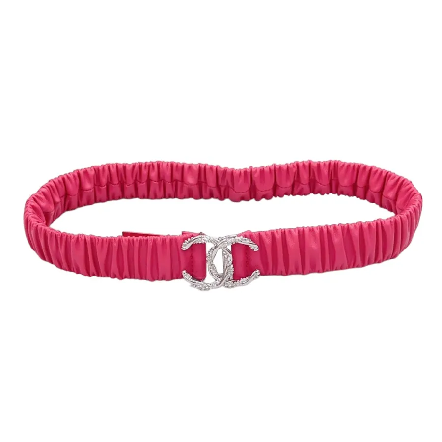 Chanel Women's CC Various Buckles Belt In Pink Lambskin With Gold/Silver Hardware 30mm