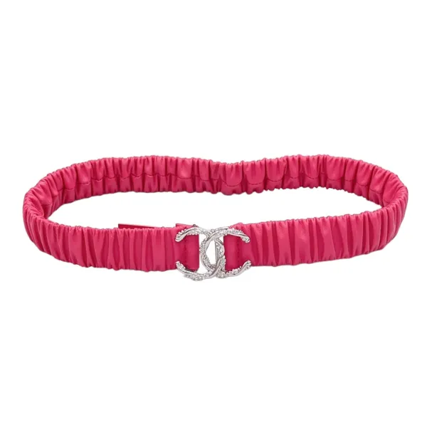 Chanel Women's CC Various Buckles Belt In Pink Lambskin With Gold/Silver Hardware 30mm