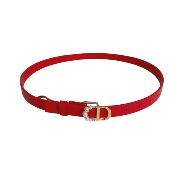 Dior Women' s 30 Montaigne Buckle With Pearls Belt In Brown/Black/Red/White/Cyclamen/Pink/Musturd/Silver/Gold/Blue/Grey Calfskin With Gold/Silver Hardware 20mm - Image 7