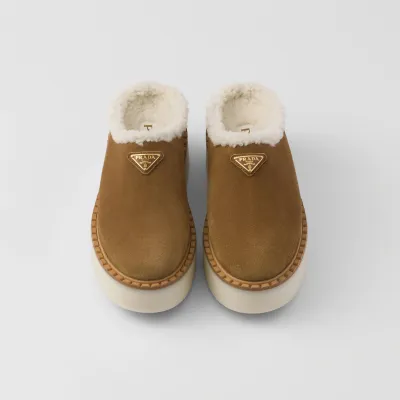 PRADA Cinnamon suede slippers