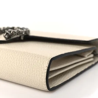 Gucci Mini Dionysus Chain Wallet Mystic White Dollar Calfskin Leather Aged Silver Hardware