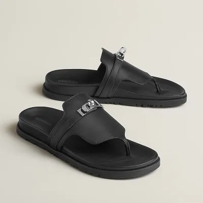 HERMES Empire Black Slippers