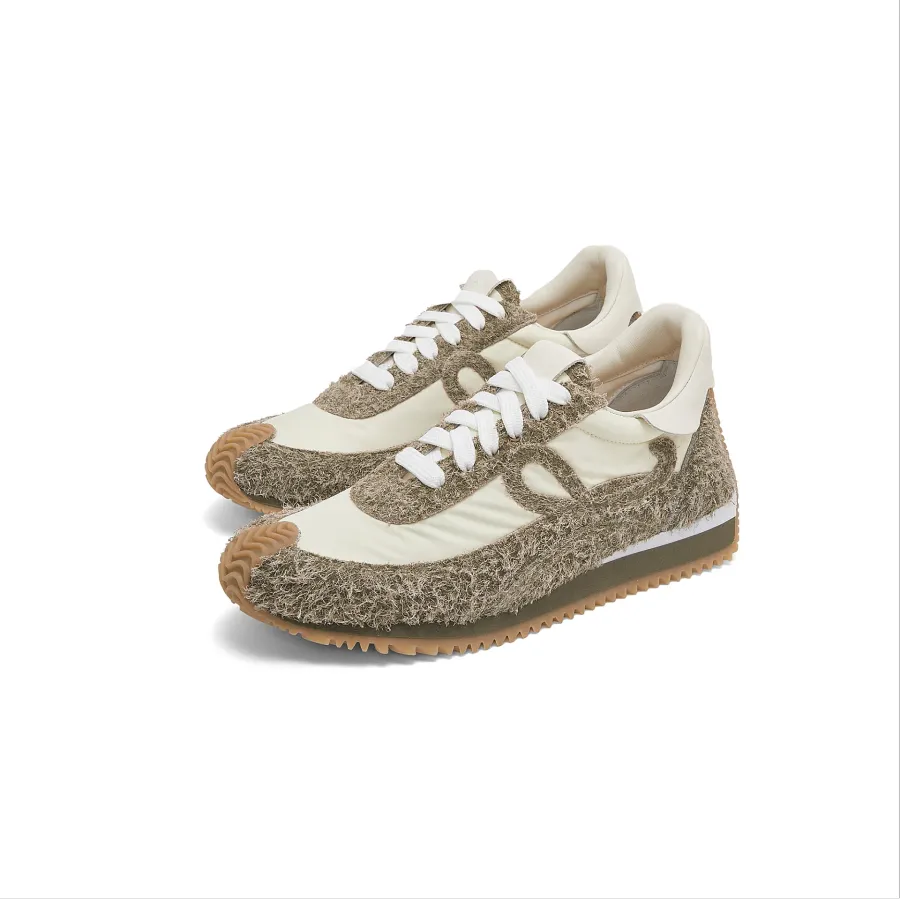 LOEWE Nylon and matte suede smooth sneakers
