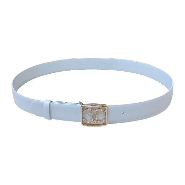 Chanel 24S Women's CC Crystal Square Buckle Belt In Brown/Arrowroot/Black/Blue Calfskin With Gold Hardware 30mm - Image 7