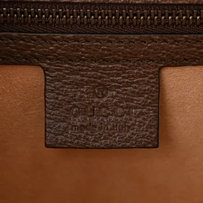 Gucci Small Web Ophidia Padlock Top Handle Bag Beige / Ebony / New Acero GG Supreme Monogram Canvas & Textured Dollar Calfskin Leather Aged Gold Hardware