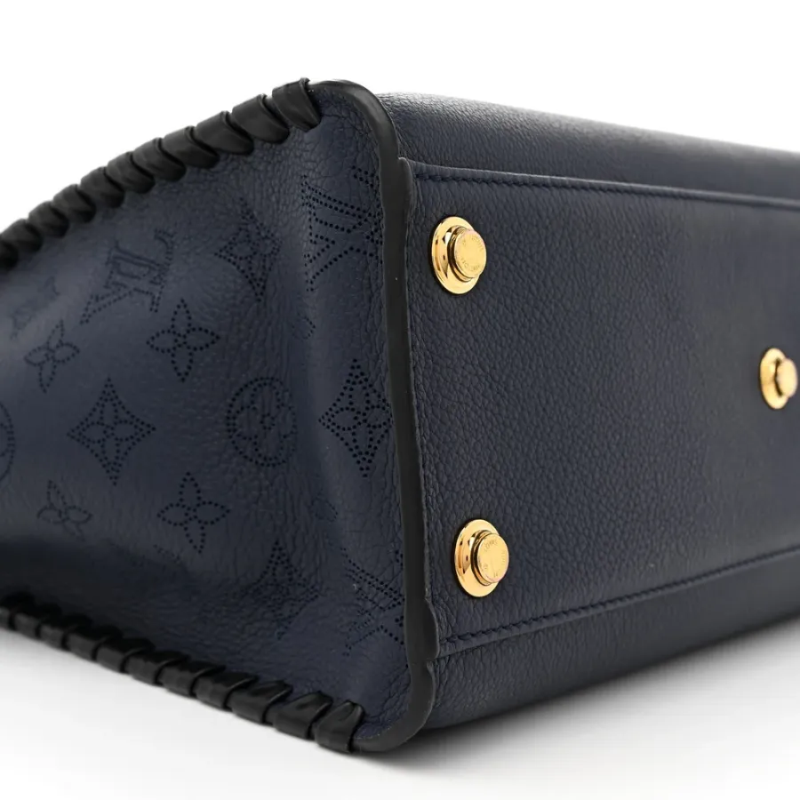Louis Vuitton On My Side MM Navy Braided Mahina Calfskin Leather Brass Hardware