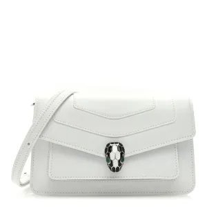 Bvlgari Medium Serpenti Forever East West Shoulder Bag Opal Grey Calfskin Leather Silver Hardware