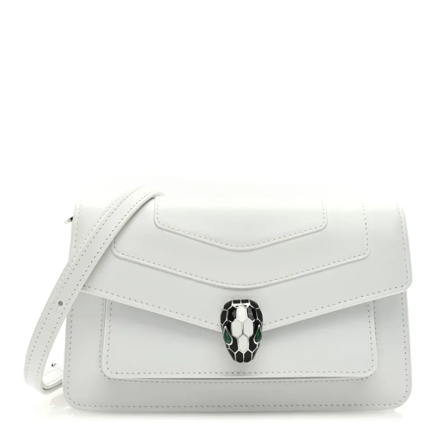 Bvlgari Medium Serpenti Forever East West Shoulder Bag Opal Grey Calfskin Leather Silver Hardware