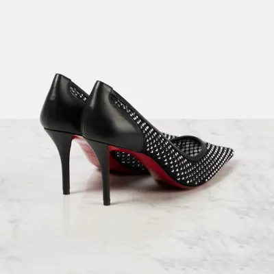 Christian Louboutin Black mesh heels, pointy stiletto heels