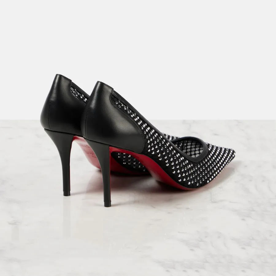 Christian Louboutin Black mesh heels, pointy stiletto heels