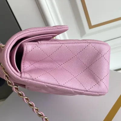 Chanel CF Pink / Green Quilted Caviar Leather Crossbody Bags