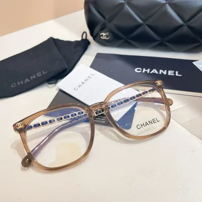 CHANEL square frame glasses tawny color size 53口19-145