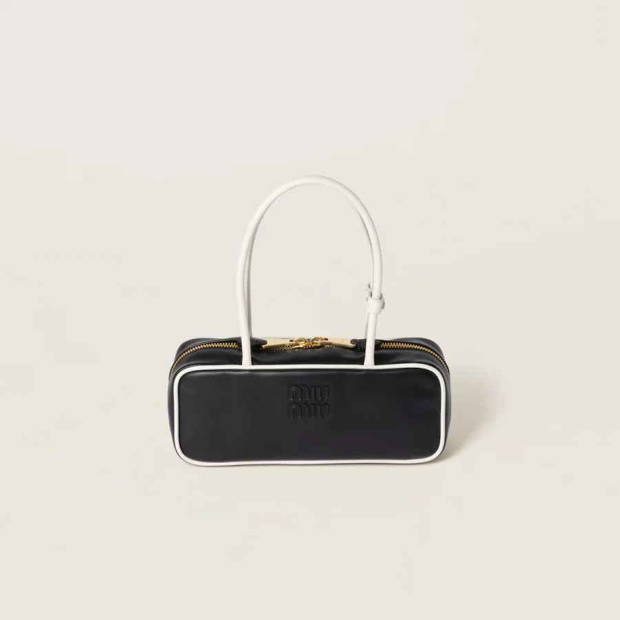 Miu Miu Calfskin Leather Beau Black Top-Handle Bags