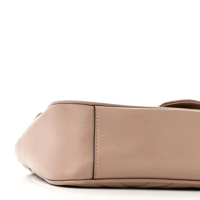 Gucci Small GG Marmont Shoulder Bag Porcelain Rose Calfskin Matelassé Leather Gold Hardware