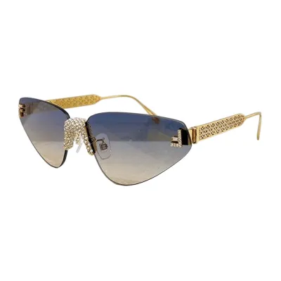 Fendi triangle frame glasses purple/black gold/gold/rose gold/blue gold/eggplant color with diamonds Size 64口10-145