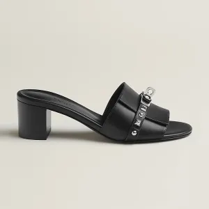 HERMES Gigi High Heels Sandal High-heeled slippers Black Slippers