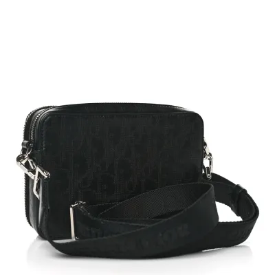 Dior Small Messenger Black Multicolor Galaxy Perforated Oblique Calfskin Leather Silver Hardware