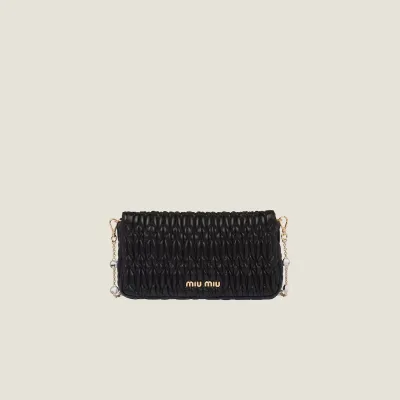 Miu Miu Quilted Lambskin Leather Black Shoulder Bags