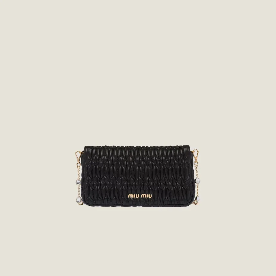 Miu Miu Quilted Lambskin Leather Black Shoulder Bags