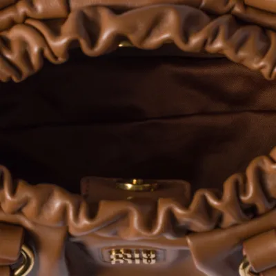 Miu Miu Joie Nappa Quilted Lambskin Leather Brown Shoulder Bags