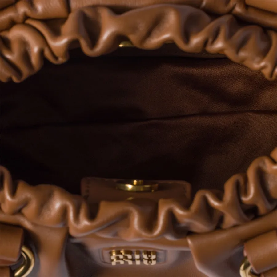 Miu Miu Joie Nappa Quilted Lambskin Leather Brown Shoulder Bags