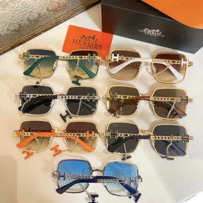 Hermès square frame glasses orange/green/white/black gold/black silver/blue/brown color Size 60口17-140