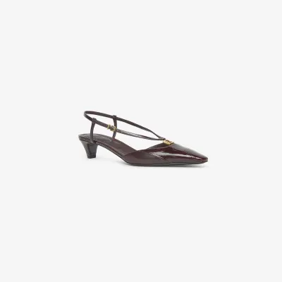 FENDI Brown eel skin low-heeled slingers