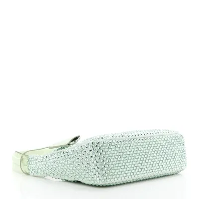 Prada Mini Re-Edition 2000 Bag Acqua Satin & Crystal