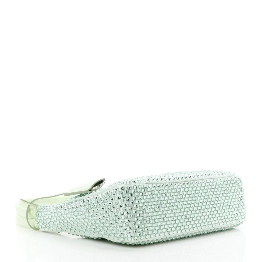 Prada Mini Re-Edition 2000 Bag Acqua Satin & Crystal