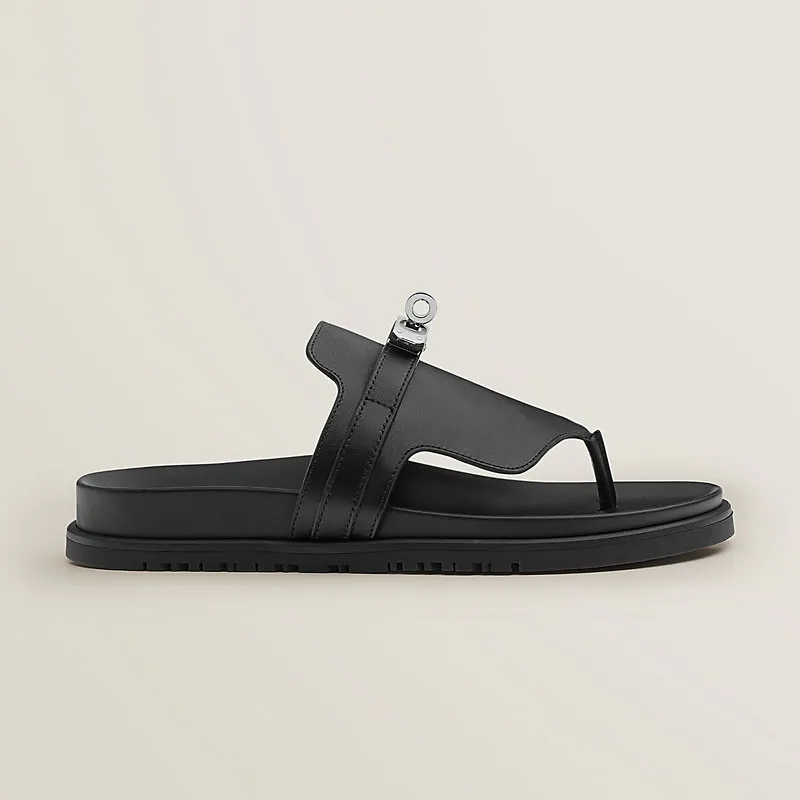 HERMES Empire Black Slippers