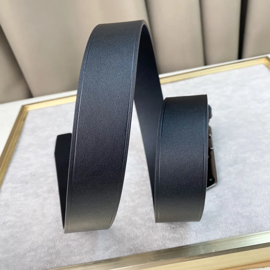 Balenciaga Men's Moto Logo Belt In Black Natural Calfskin With Gold/Silver Hardware 35mm