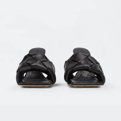 Bottega Veneta Lido Mule In Black Intrecciato Leather Flat Mules (Heel Height 9cm)