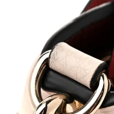 Valentino Garavani Small Rockstud Flip Lock Tote Bag Light Ivory/Rubino Grained Calfskin Leather Gold Hardware