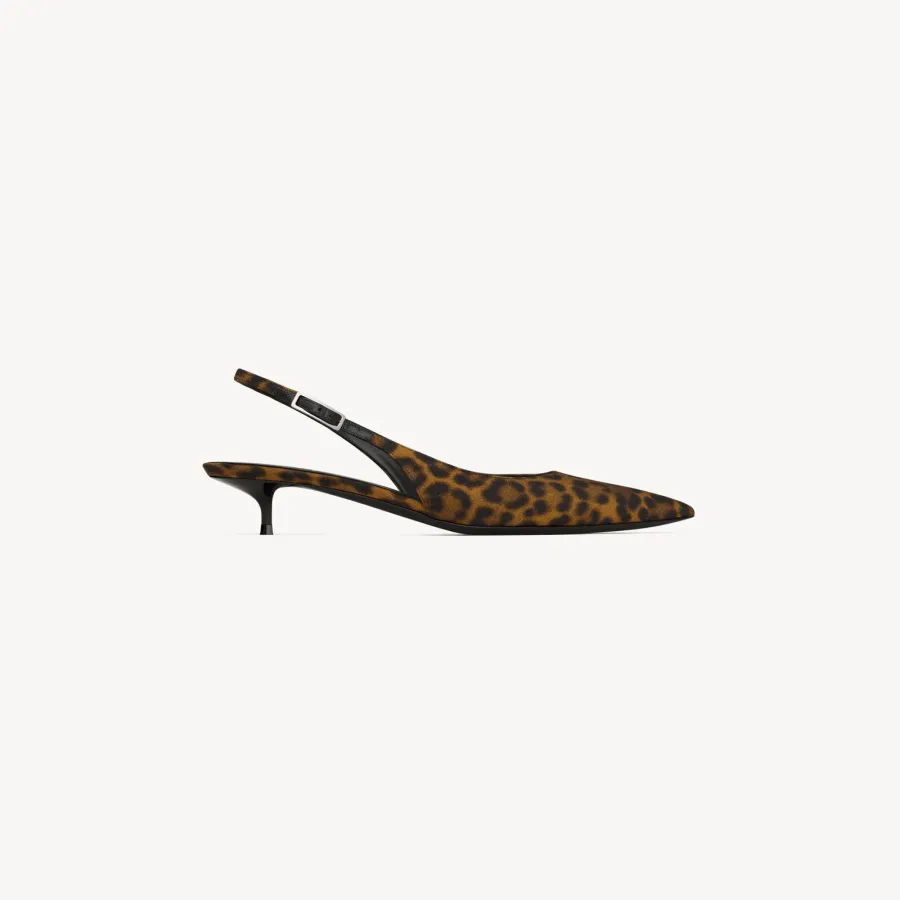 Yves Saint Laurent Leopard-print grosgrain heel heels