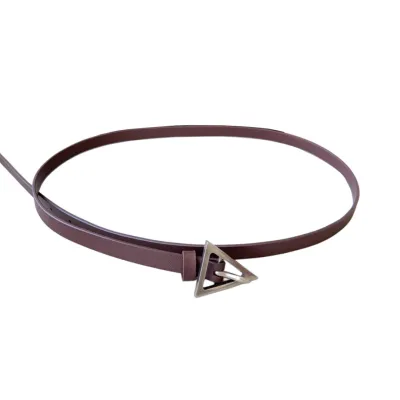 Bottega Veneta Women's Triangle Buckle Belt In Black/Green/Coffee Calfskin With Gold/Silver Hardware 13mm