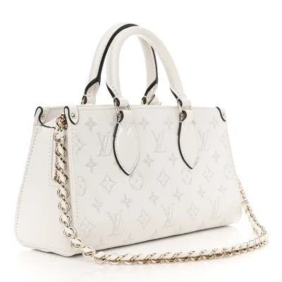 Louis Vuitton OnTheGo East West PM White Embossed Monogram Calfskin Leather Light Gold Hardware