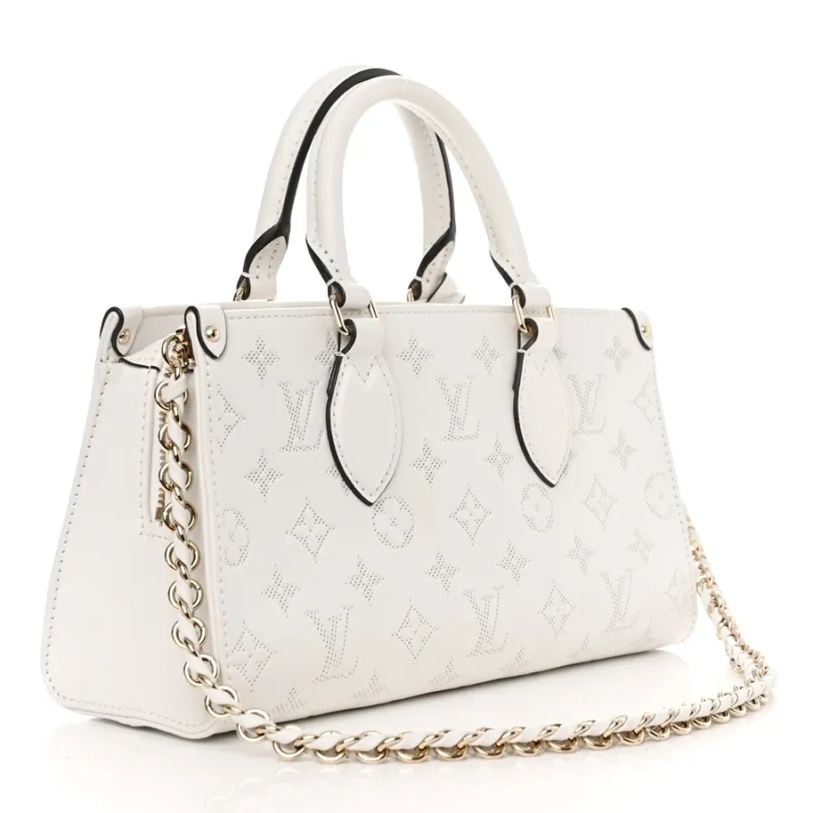 Louis Vuitton OnTheGo East West PM White Embossed Monogram Calfskin Leather Light Gold Hardware