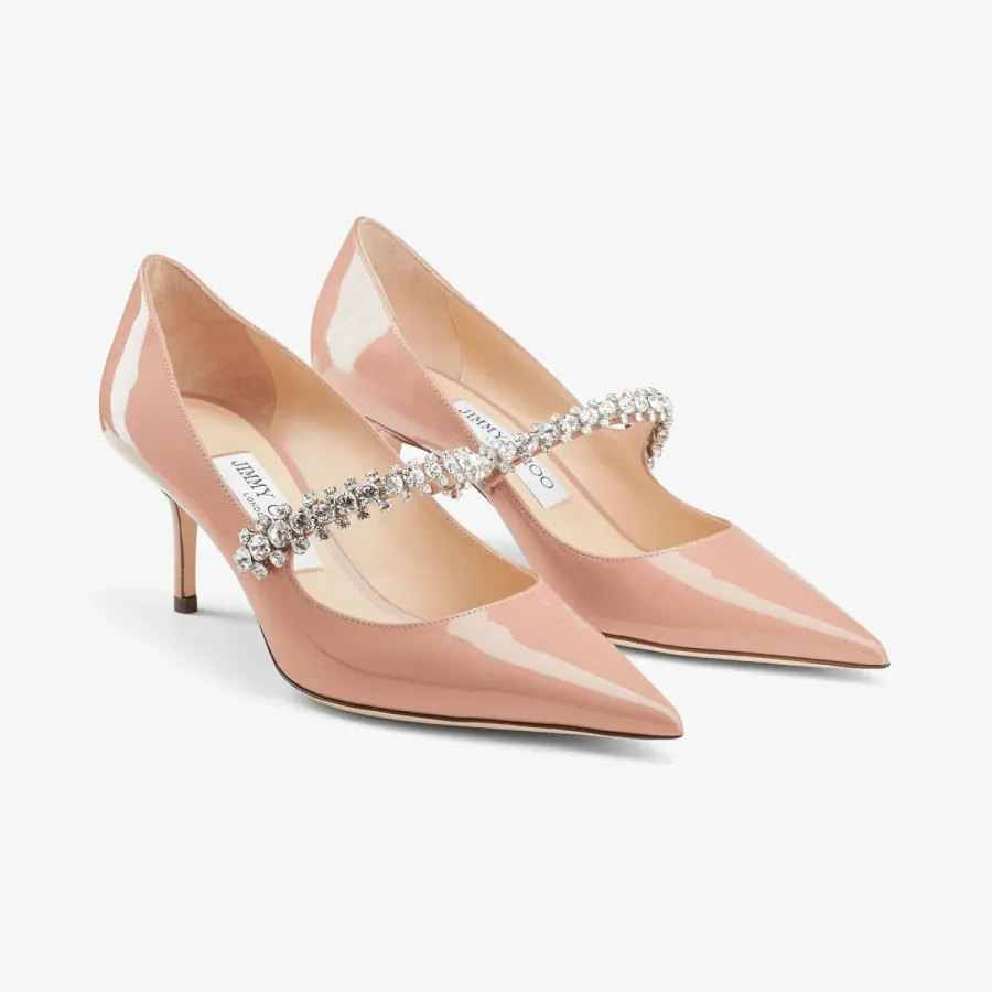JIMMY CHOO Crystal Ballet pink patent leather heels