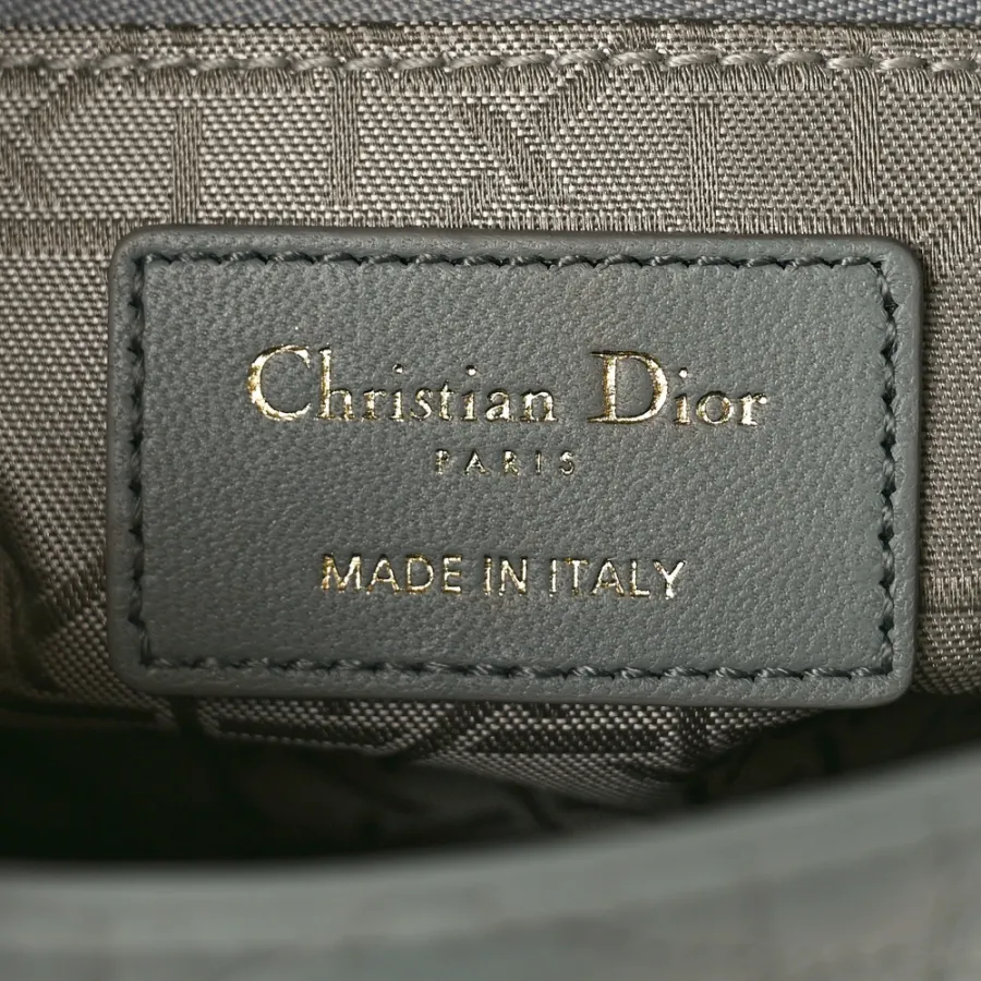 Dior Mini Lady Dior Grey Cannage Lambskin Leather Gold Hardware