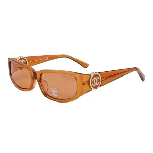 CHANEL square frame glasses orange color size 56-18-137