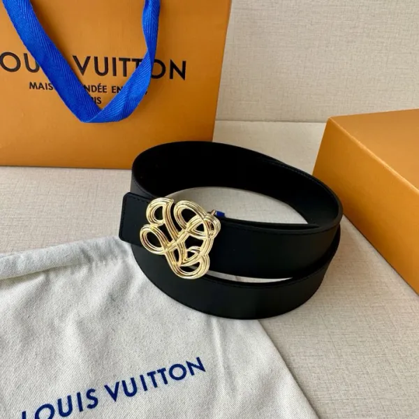 Louis Vuitton Men's Dynasty Belt In Black/Brown/Coffee Calfskin With Gold/Silver Hardware 34mm - Image 3